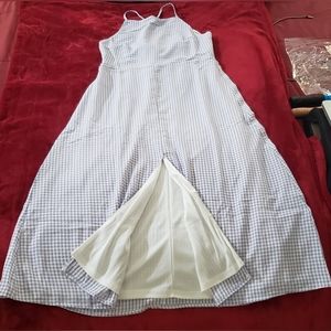Gingham Front Slit Midi Dress